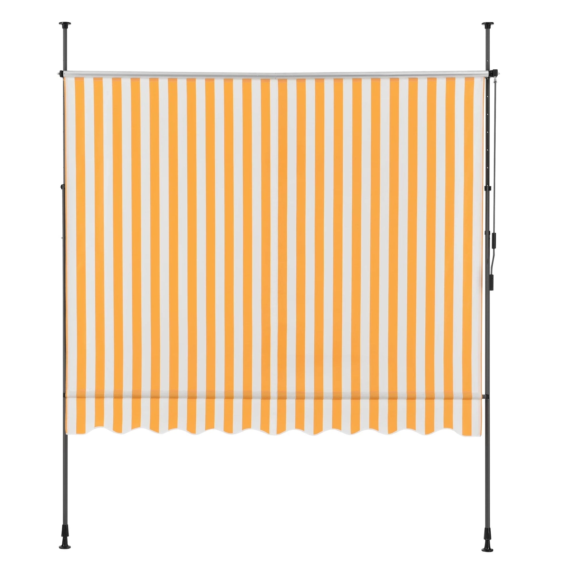 In And OutdoorMatch Klemluifel Ulrich - Uitschuifbare Luifel - Geel en Wit - 200x120 cm - Staal en Stof - Waterafstotend - UV Bescherming Sunshade