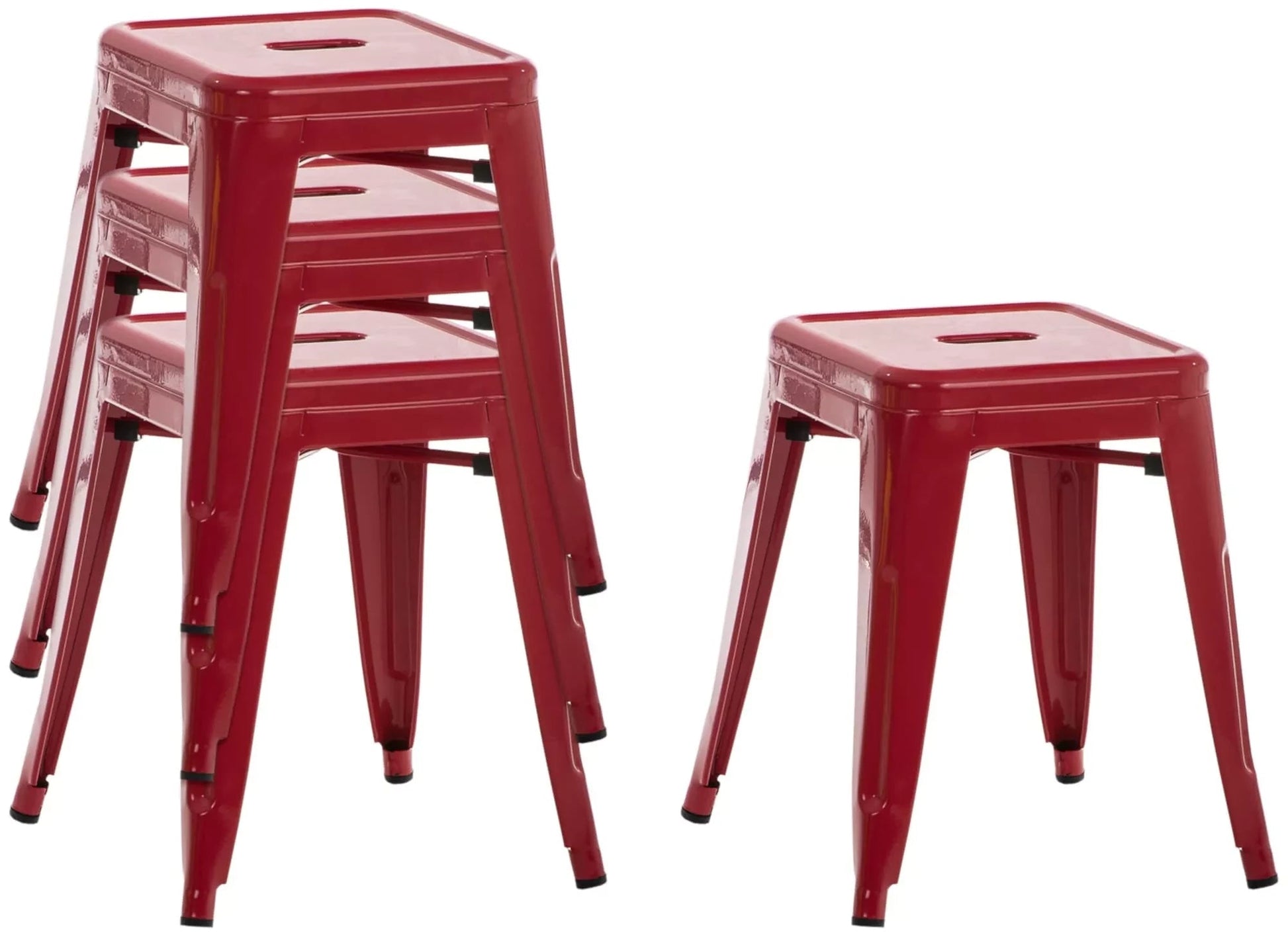 In And OutdoorMatch Kruk Neal - rood- metaal - set van 4 - zithoogte 46cm - industrieel stool