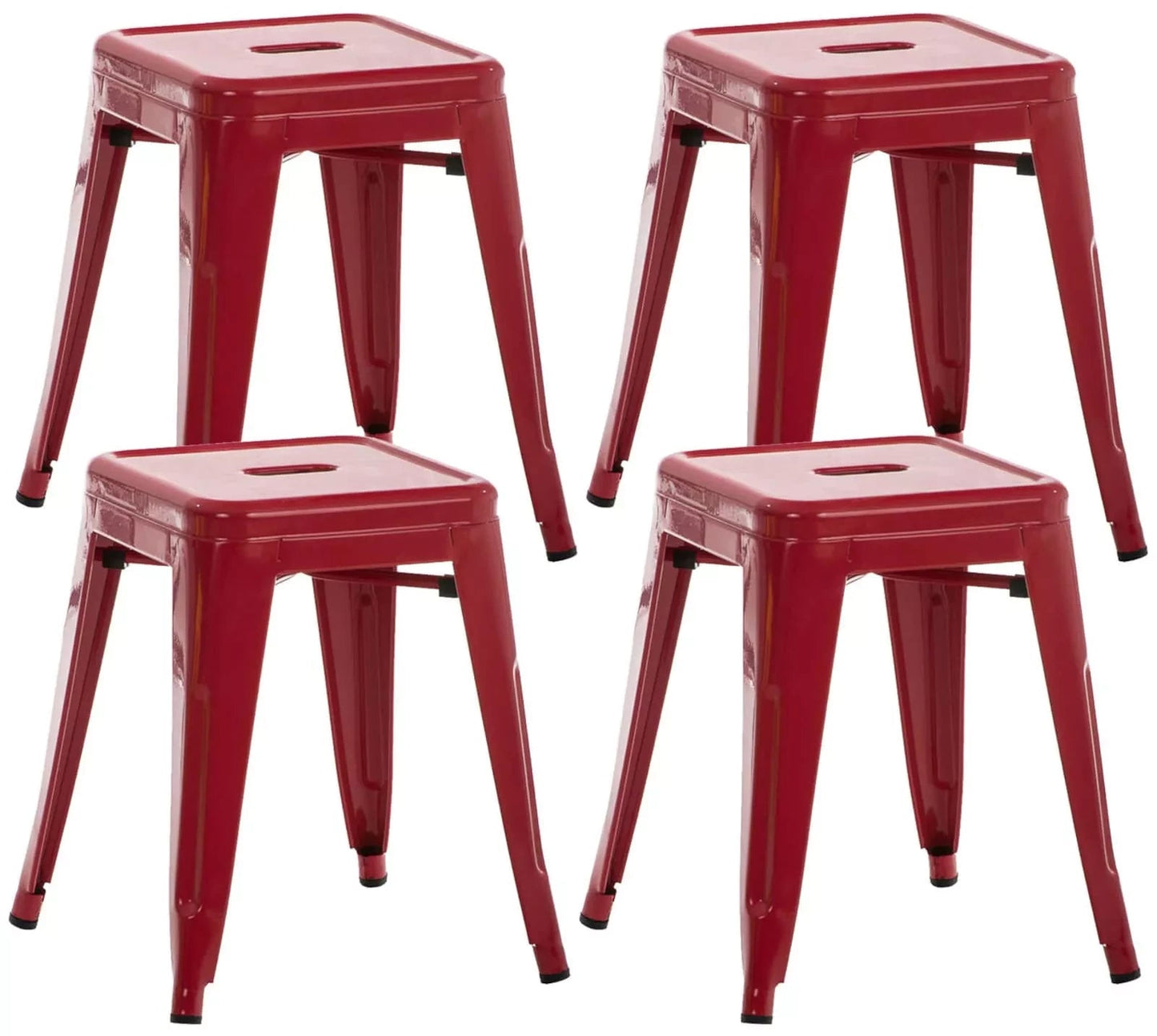 In And OutdoorMatch Kruk Neal - rood- metaal - set van 4 - zithoogte 46cm - industrieel stool