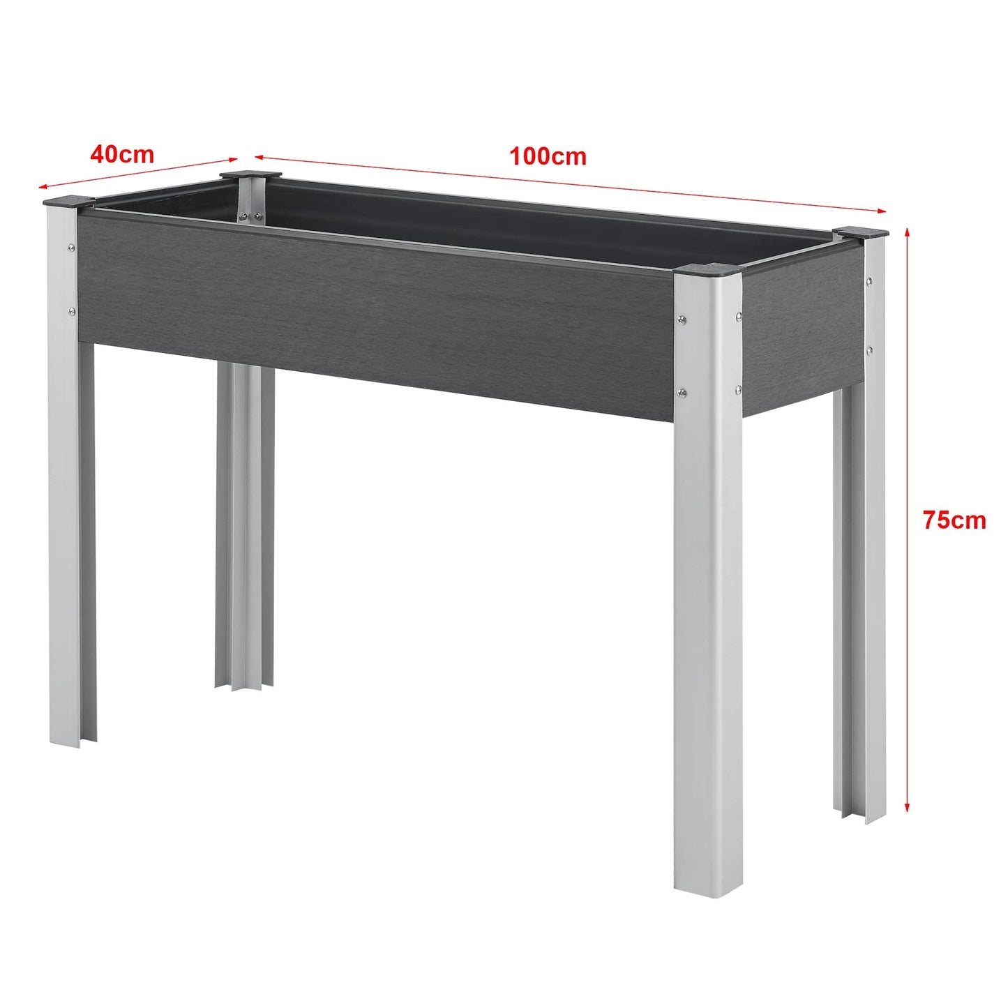 In And OutdoorMatch Kweektafel Liliana - Plantenbak - 100x40x75 cm - Donkergrijs - Aluminium en HKC - Stijlvolle uitstraling Garden Table