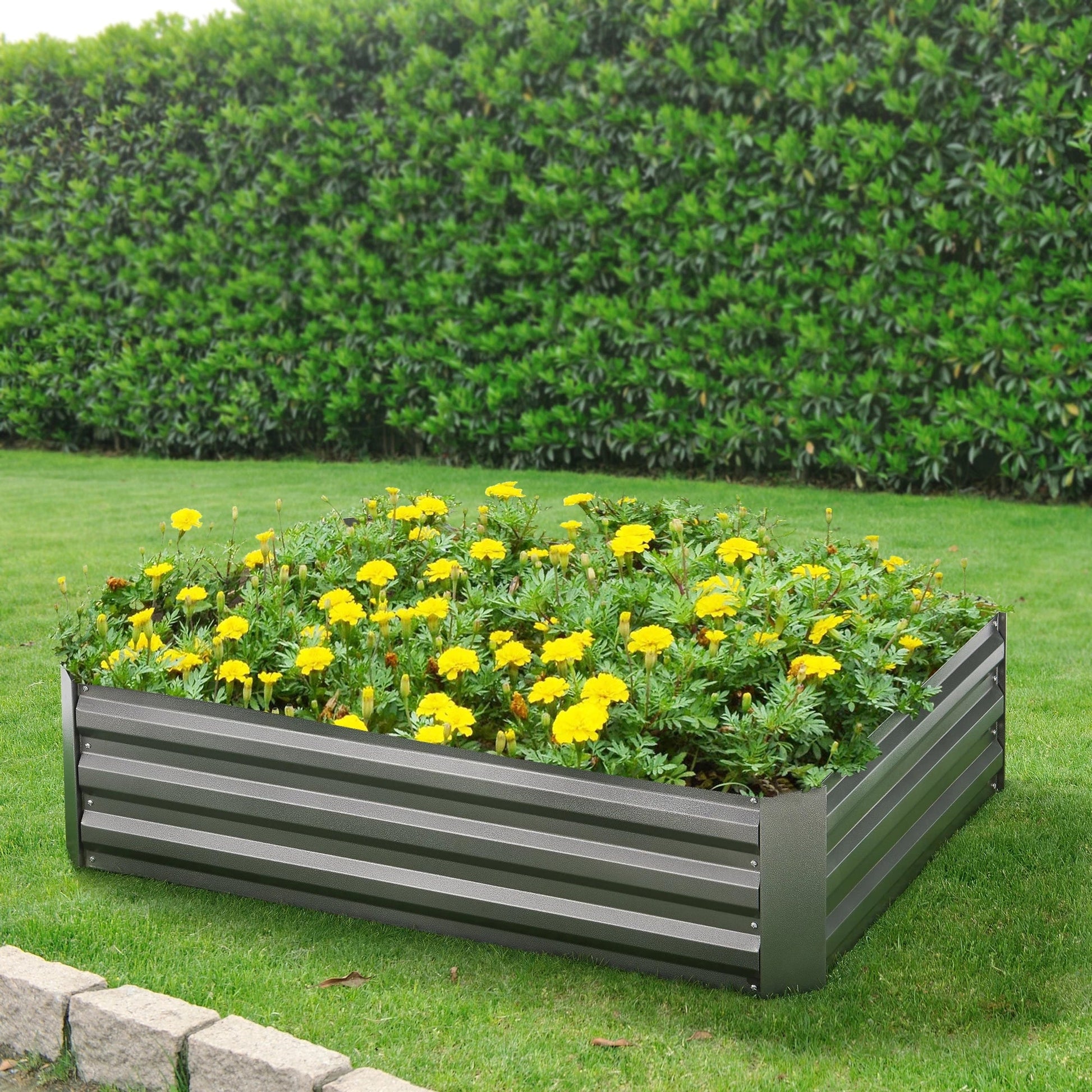 In And OutdoorMatch Kweektafel Manda - Kweekbak - Kweektafel op poten - 120x90x30cm - Metaal - Antraciet Garden Storage box