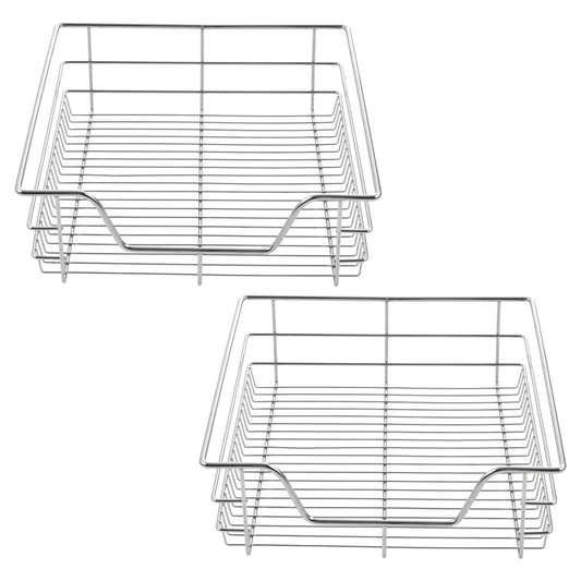 In And OutdoorMatch Ladeset van 2 Alessio - Verchroomd staal - Zilver - Set van 2 - 57x44x14 cm - Verchroomd staal - Minimalistisch design Ladeset