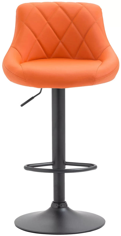 In And OutdoorMatch Leren barkruk Adele - Oranje zwart - Zithoogte 60-81 cm - Ergonomische barstoelen - In hoogte verstelbaar - Set van 1 - Met rugleuning - Voor keuken en bar Barkrukken / hocker