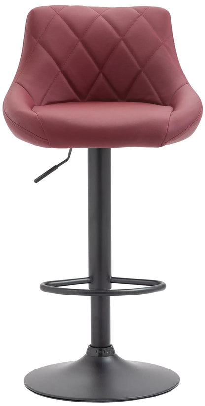 In And OutdoorMatch Leren barkruk Gavin - Bordeaux zwart - Zithoogte 60-81 cm - Ergonomische barstoelen - In hoogte verstelbaar - Set van 1 - Met rugleuning - Voor keuken en bar Barkrukken / hocker