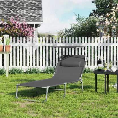 In And OutdoorMatch Ligbed Erik Yolanda - Zonnebank - Met parasol - Tuinligbed - Loungebank - Grijs - 210 x 73 x 35 cm Lounge stoel