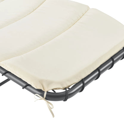 In And OutdoorMatch Ligbed Martin - Met Luifel - Schommelstoel - 193x104x200 cm - Beige en Antraciet - Staal en Polyester Garden Chair