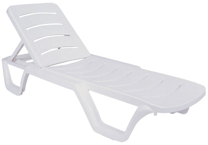 In And OutdoorMatch Ligstoel Corrina - Wit - Set van 4 - Kunststof - Buitenligstoel - Tuinligstoel - Hoge kwaliteit - Minimalistisch Ligstoel - Klassiek design Garden Chair