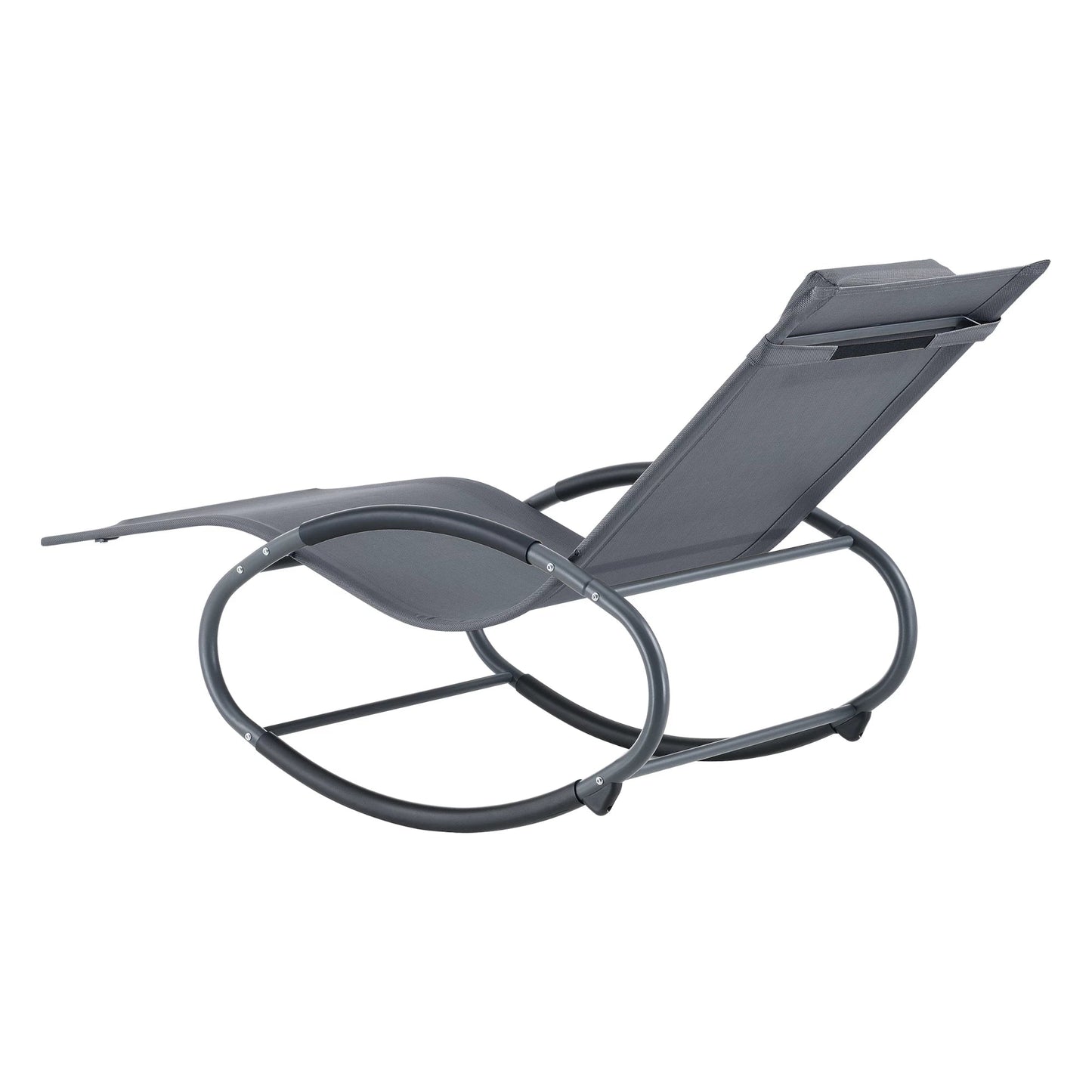 In And OutdoorMatch Ligstoel Gertrude - Zonnebed - Schommelstoel - 153x63x80,5 cm - Donkergrijs - Set van 2 lounge chair