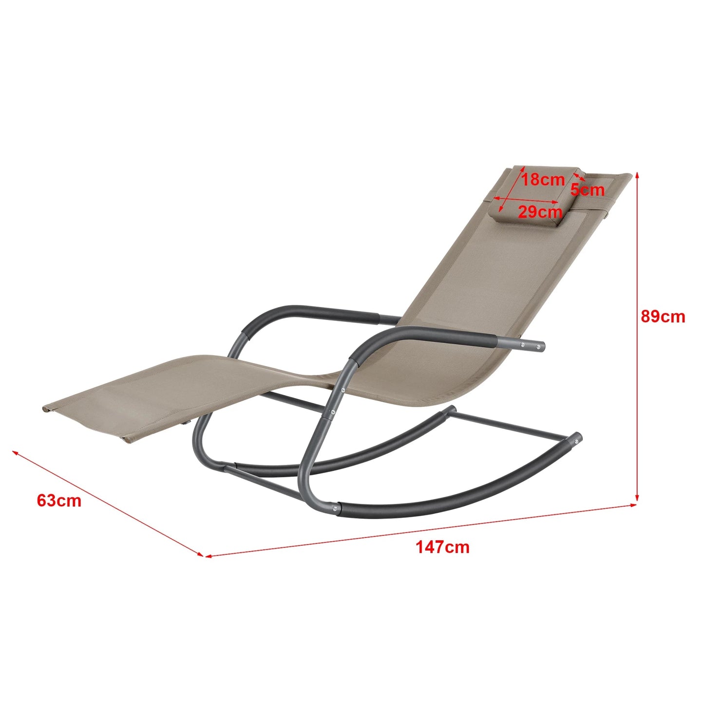 In And OutdoorMatch Ligstoel Jazmyne - Schommelstoel - 147x63x89 cm - Beige - Met Kussen - Staal en Stof Lounge stoel