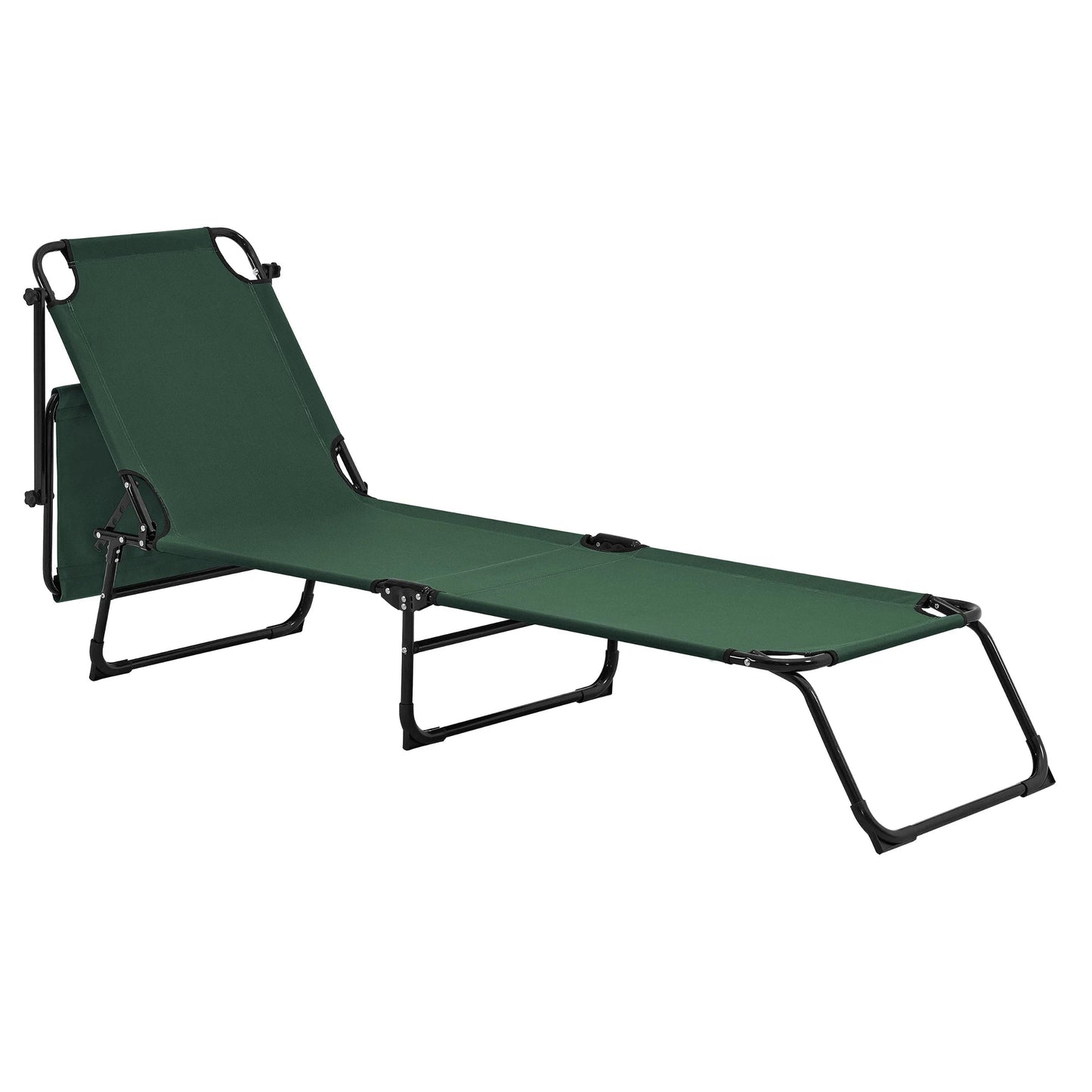 In And OutdoorMatch Ligstoel Penelope - Met Zonnekap - 187x53x27 cm - Donkergroen - Staal en PVC - Luxe Look Lounge stoel