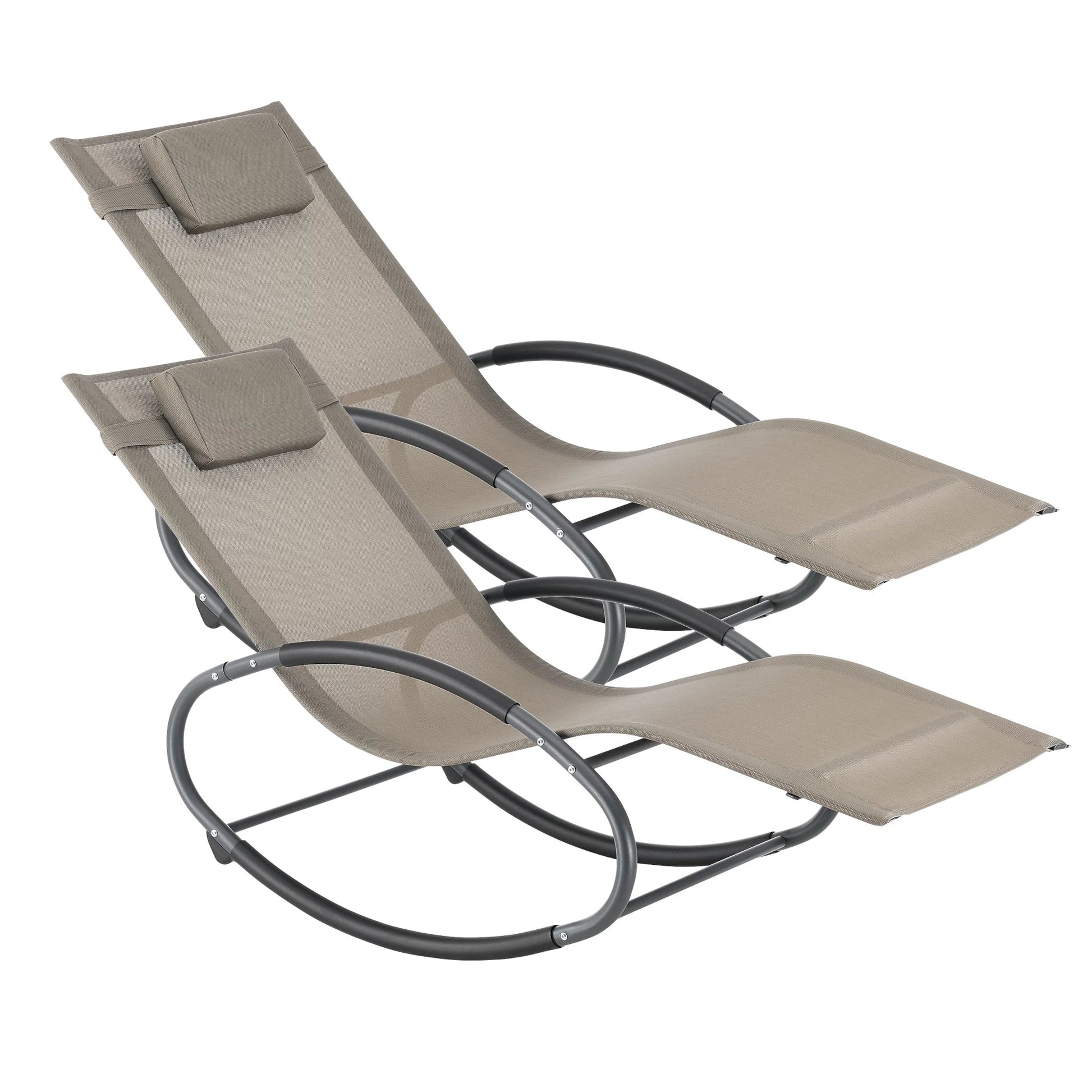 In And OutdoorMatch Ligstoel Tiffany - Zonnebed - Schommelstoel - 153x63x80,5 cm - Beige - Set van 2 lounge chair