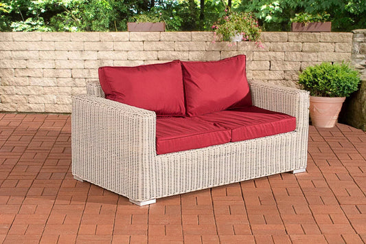 In And OutdoorMatch Loungebank Lenny - Voor buiten - Tuinmeubelen - Wicker - Loungeset - Bank tuin of balkon - Rood - 2 zits Bank