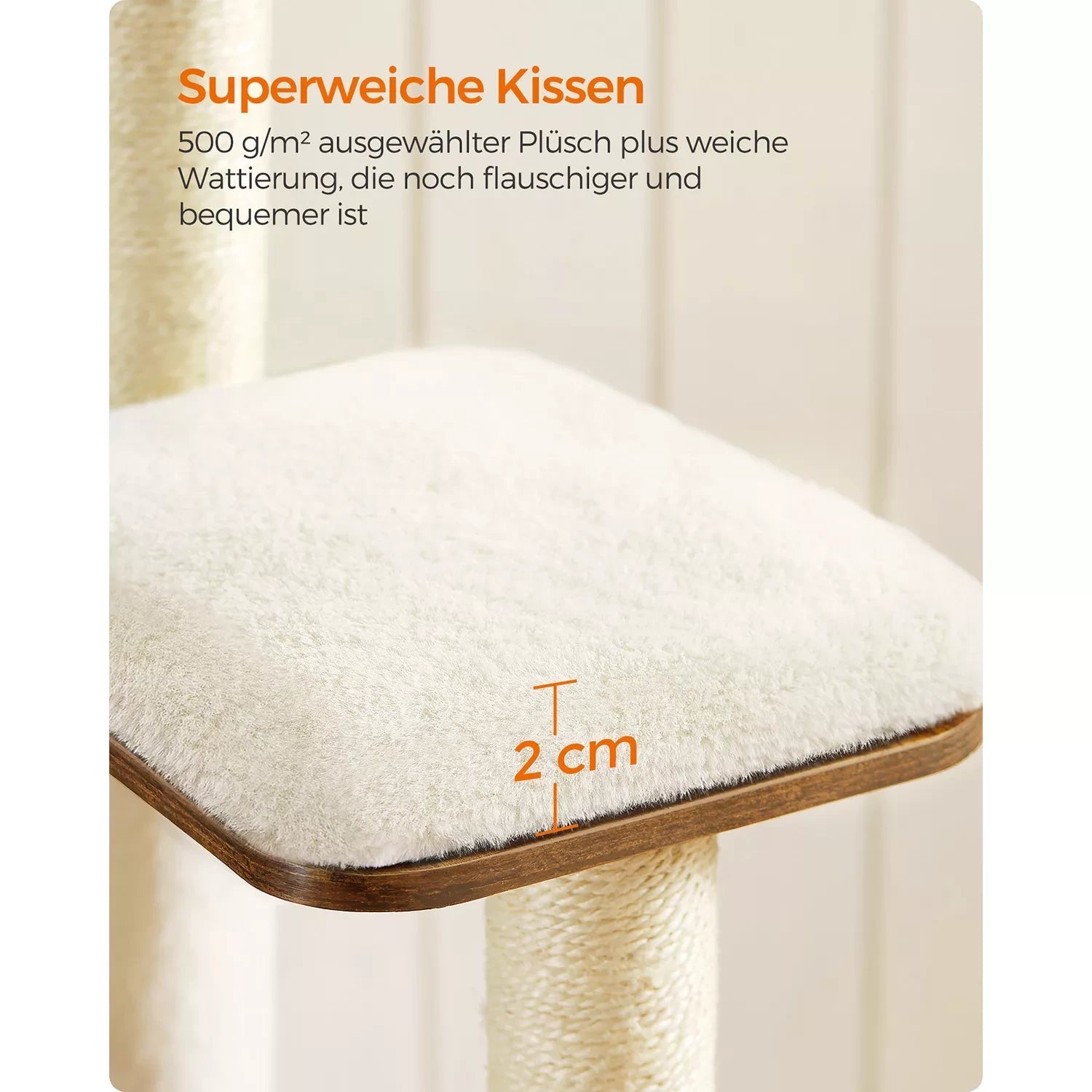 In And OutdoorMatch Luxe Krabpaal Carroll - 165cm - Voor Katten - Grijs - Zachte Kattenmand Hangmat - Kattenspeelgoed - Geschikt voor kleine en grote kittens Krabpaal