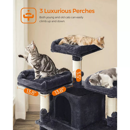 In And OutdoorMatch Luxe Krabpaal Hajar - Voor Katten - 172cm - Zwart - Zachte Kattenmand Hangmat - Kattenspeelgoed - Geschikt voor kleine kittens- moederdag cadeautje Krabpaal