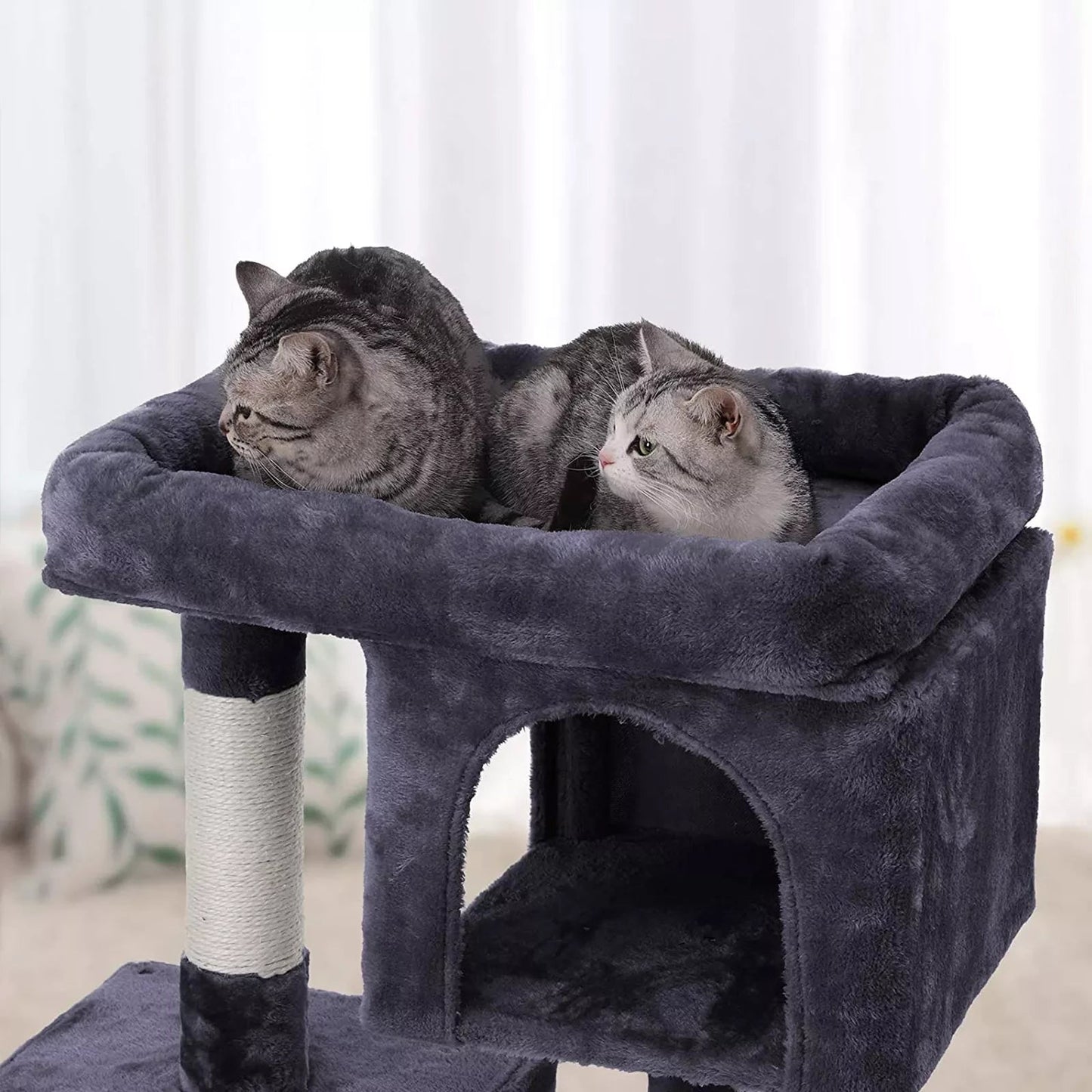 In And OutdoorMatch Luxe Krabpaal Karley - Voor Katten - 84cm - Donkergrijs - Kattenspeelgoed - Geschikt voor kleine kittens- moederdag cadeautje Krabpaal