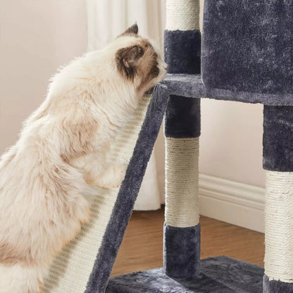 In And OutdoorMatch Luxe Krabpaal Milo - 50x35x115cm - Voor Katten - Grijs - Zachte Kattenmand - Hangmat - Kattenspeelgoed - Geschikt voor kleine en grote kittens Krabpaal