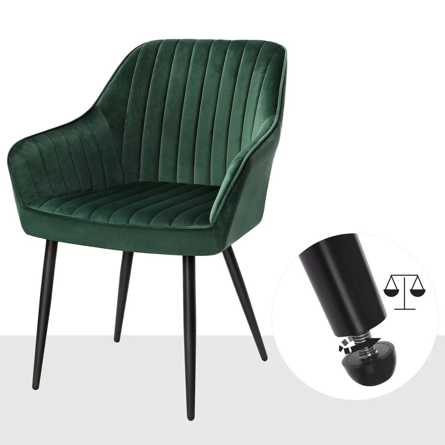 In And OutdoorMatch Luxe eetkamerstoel Uriel - Groen - Met armleuning en rugleuning - Set van 1 - Woonkamerstoelen - Keukenstoelen - Fluweel Eetkamerstoel