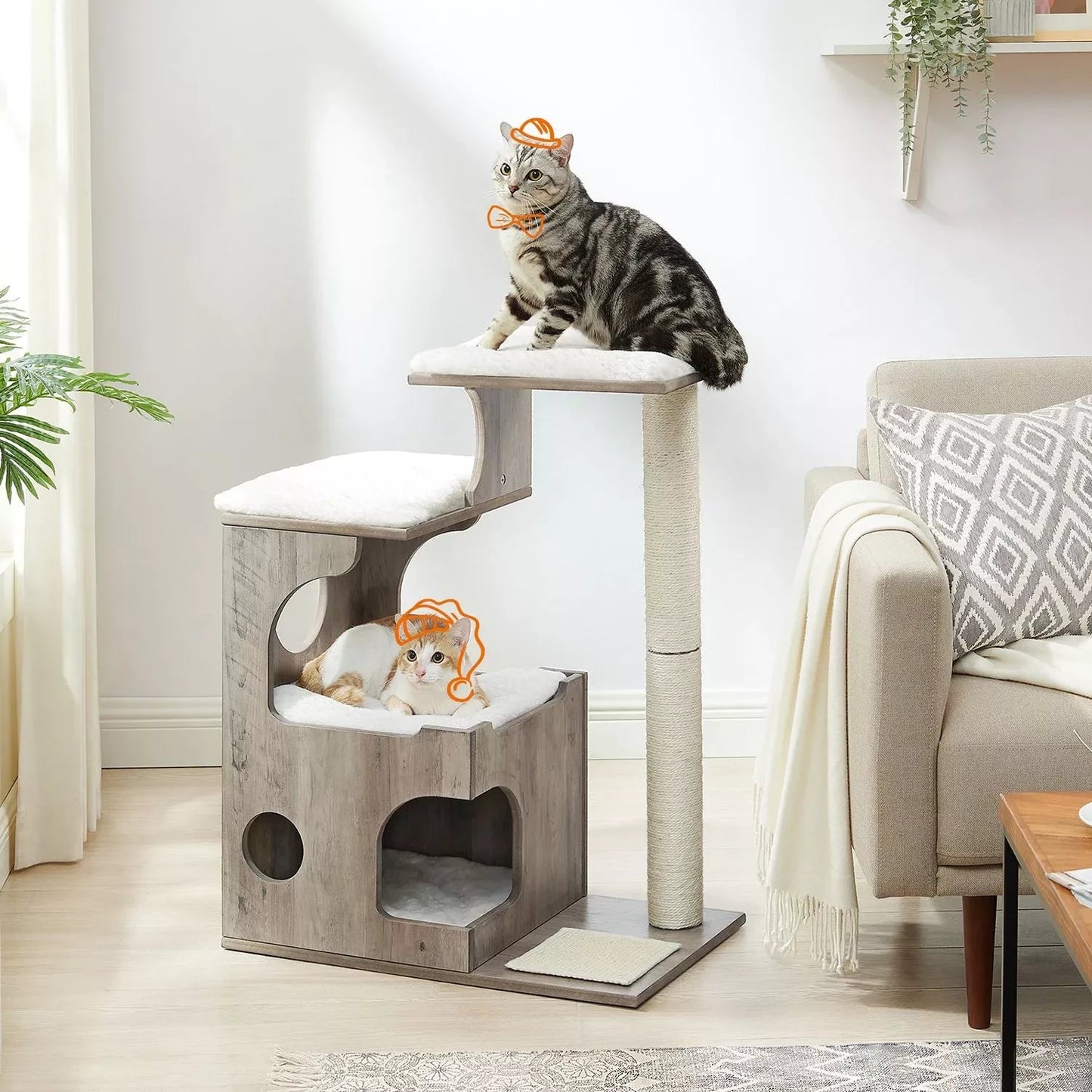 In And OutdoorMatch Luxe krabpaal Darion - voor katten - Hout - zachte kattenmand - kattenspeelgoed - geschikt voor kleine kittens Krabpaal