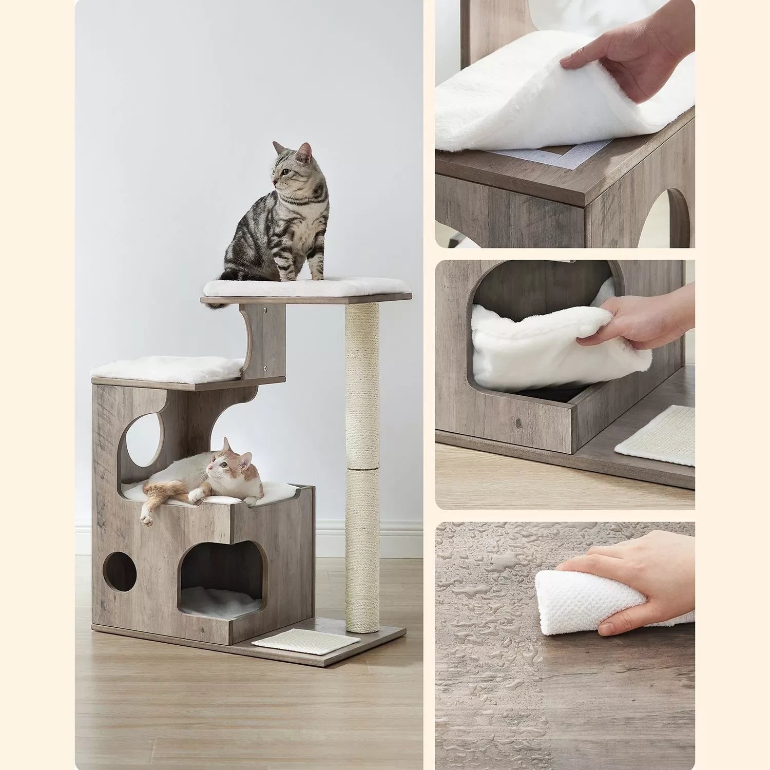 In And OutdoorMatch Luxe krabpaal Darion - voor katten - Hout - zachte kattenmand - kattenspeelgoed - geschikt voor kleine kittens Krabpaal