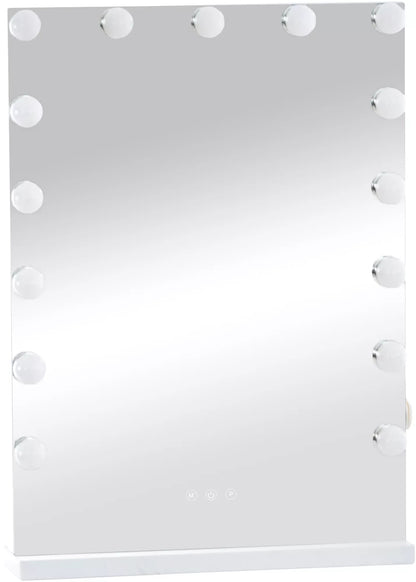 In And OutdoorMatch Make-Up Spiegel Nona - Met Verlichting - 61x43cm - Zonder Rand - Lichtdimmer - LED Verlichting - Dimbaar - Touchscreen Muur spiegel