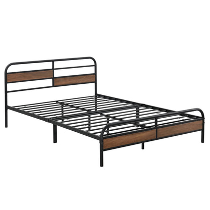 In And OutdoorMatch Metalen Bed Biva - Bedframe - Zwart - Walnootkleurig - 140x200 cm bed twee personen