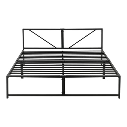 In And OutdoorMatch Metalen Bed Danika - Bedframe - Met Matras - Zwart - 140x200 cm - Minimalistisch Design Eén persoon slapen