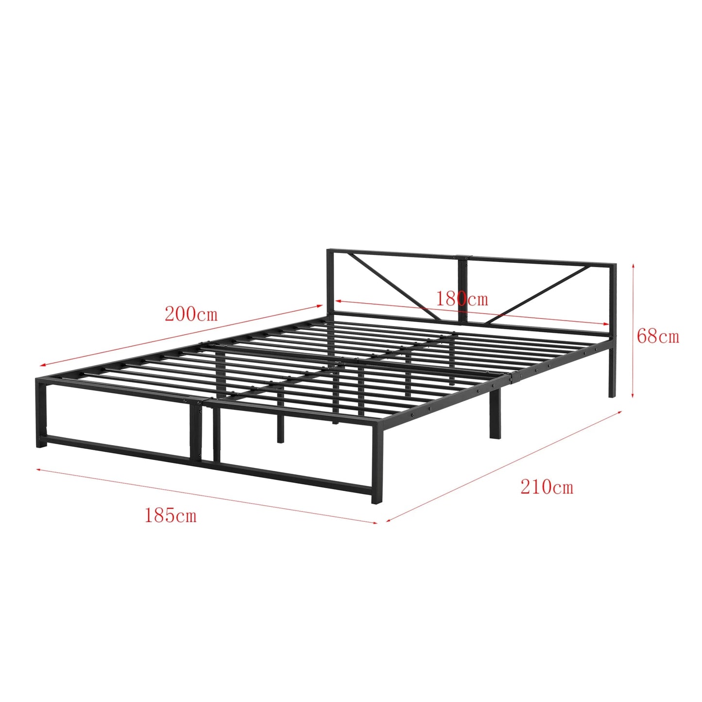 In And OutdoorMatch Metalen Bed Ernesto - Bedframe - Met Matras - Zwart - 180x200 cm - Minimalistisch Design bed twee personen