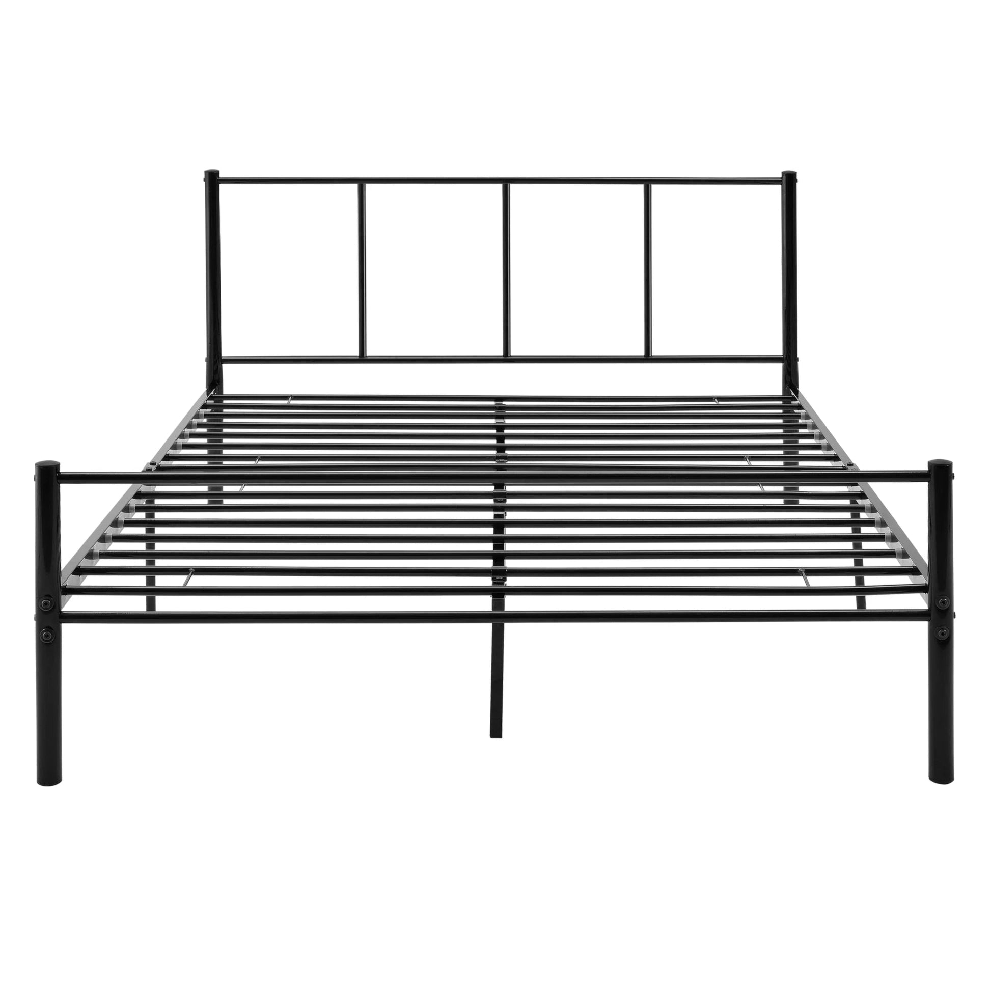 In And OutdoorMatch Metalen Bedframe Biva - incl. Bedbodem - 140x200cm - Zwart - Stalen frame gepoedercoat bed twee personen