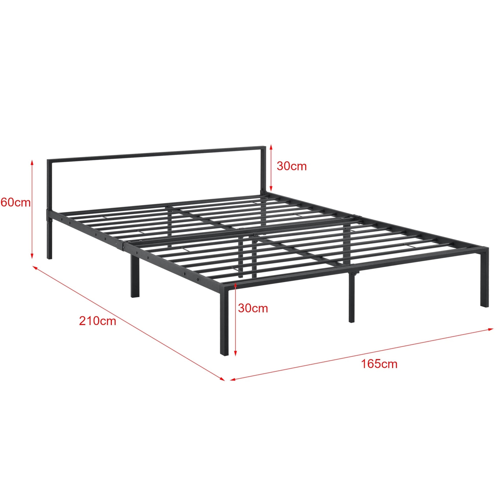 In And OutdoorMatch Metalen Bedframe Ephraim - Zwart - Met matras - 160x200 cm - Staal en Koudschuim - Modern Design bed twee personen