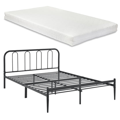 In And OutdoorMatch Metalen Bedframe Laurianne - Zwart - Met matras - 160x200 cm - Staal en Koudschuim - Modern Design bed twee personen