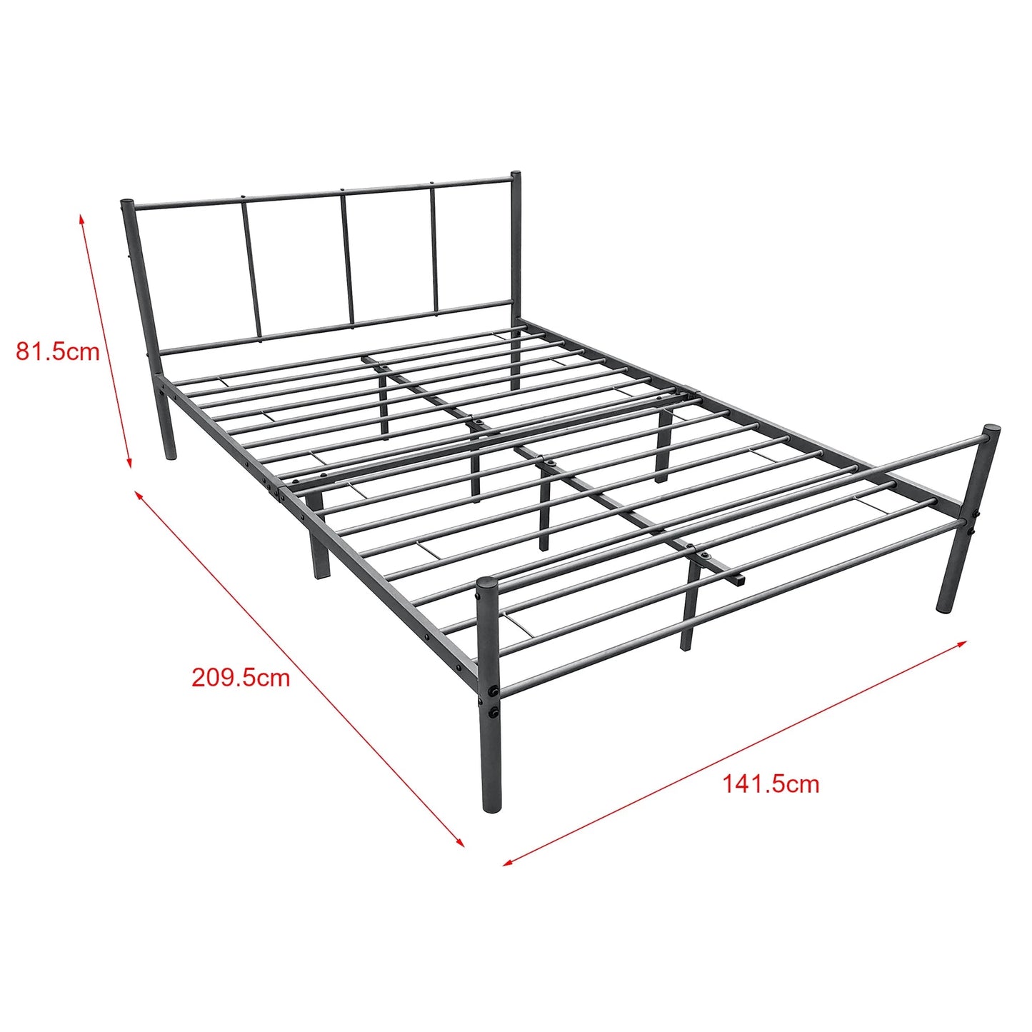 In And OutdoorMatch Metalen Bedframe Randy - Incl. Bedbodem - 140x200 cm - Donkergrijs - Stalen frame gepoedercoat - bed twee personen