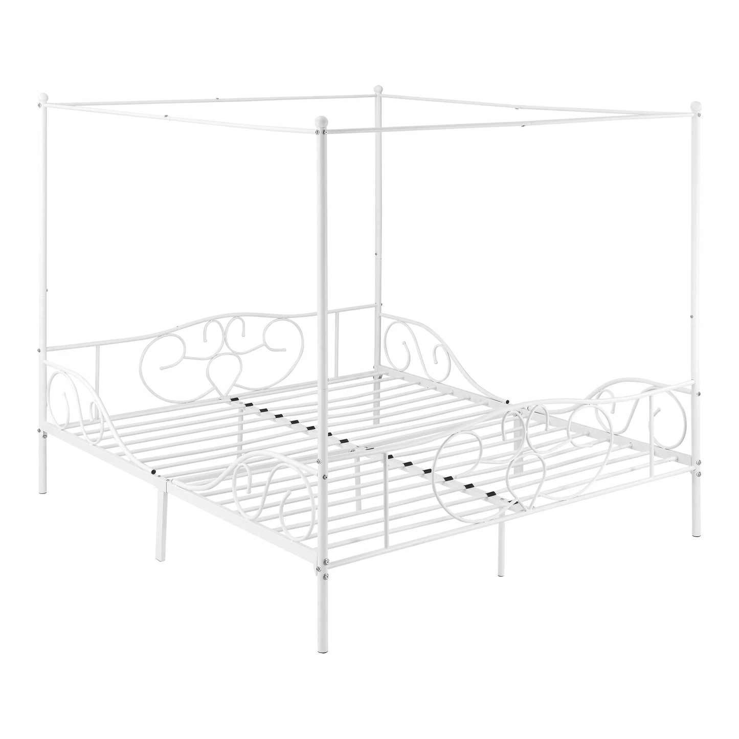 In And OutdoorMatch Metalen Hemelbed Bailee - Met Bedbodem - 180x200 cm - Wit - Stabiel Frame - Minimalistisch Design bed twee personen