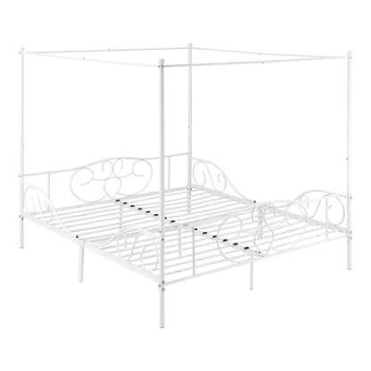 In And OutdoorMatch Metalen Hemelbed Bailee - Met Bedbodem - 180x200 cm - Wit - Stabiel Frame - Minimalistisch Design bed twee personen