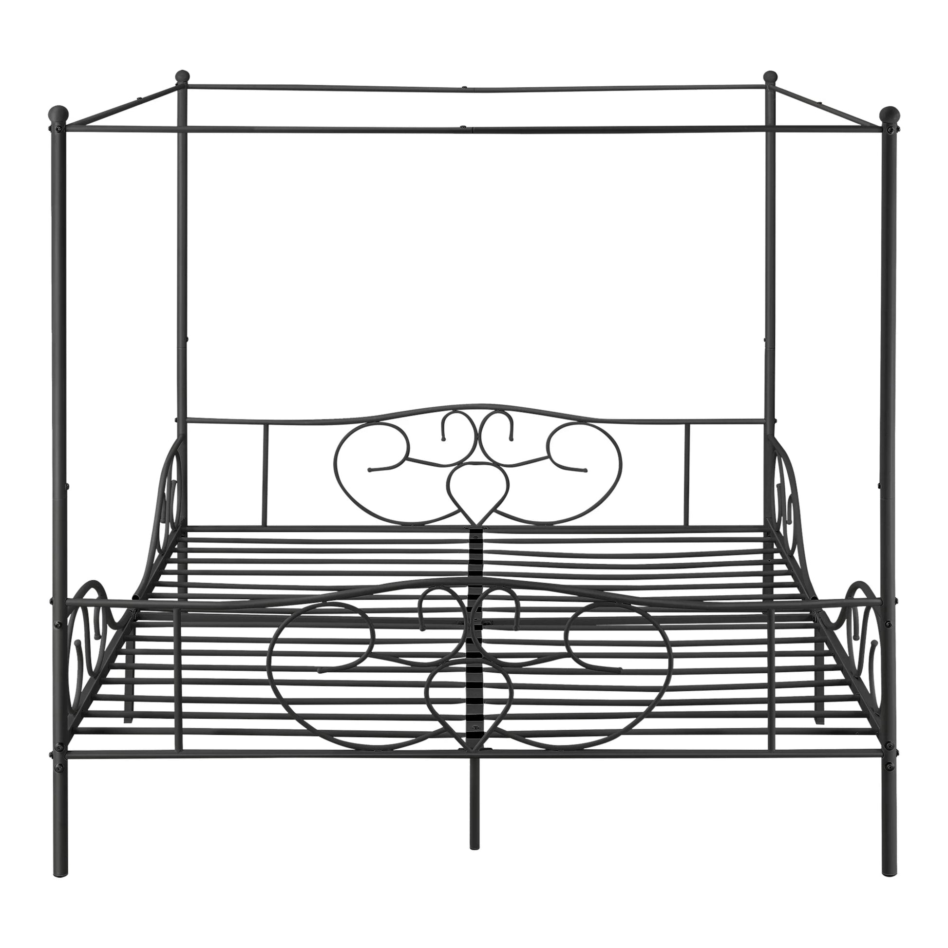 In And OutdoorMatch Metalen Hemelbed Ima - Met Bedbodem - 180x200 cm - Zwart - Stabiel Frame - Minimalistisch Design bed twee personen