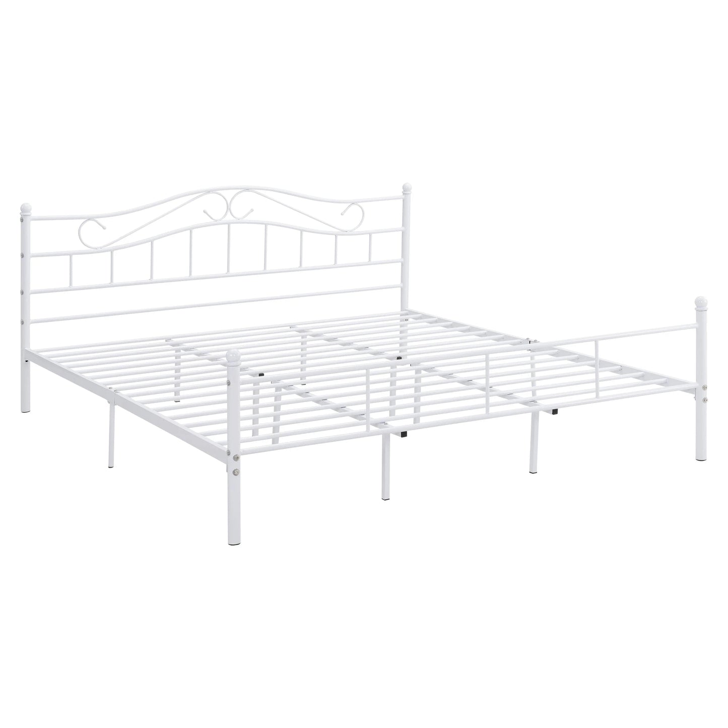 In And OutdoorMatch Metalen bed Cindy - incl. Bedbodem - 180x200 - Wit - Modern design Bedframe