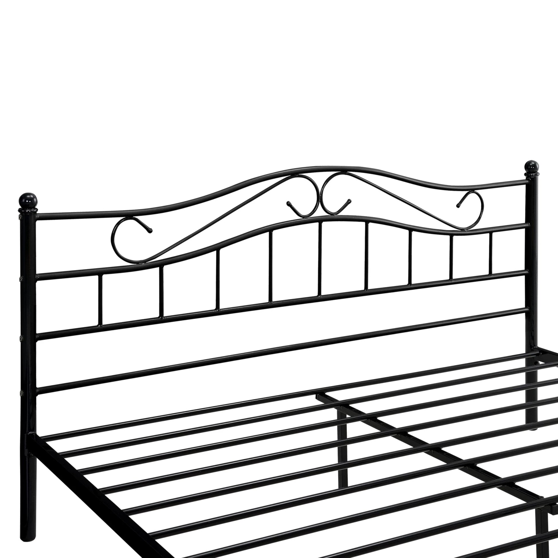 In And OutdoorMatch Metalen bed Crystal - Twijfelaar - incl. Bedbodem - 140x200 - Zwart - Modern design Bedframe