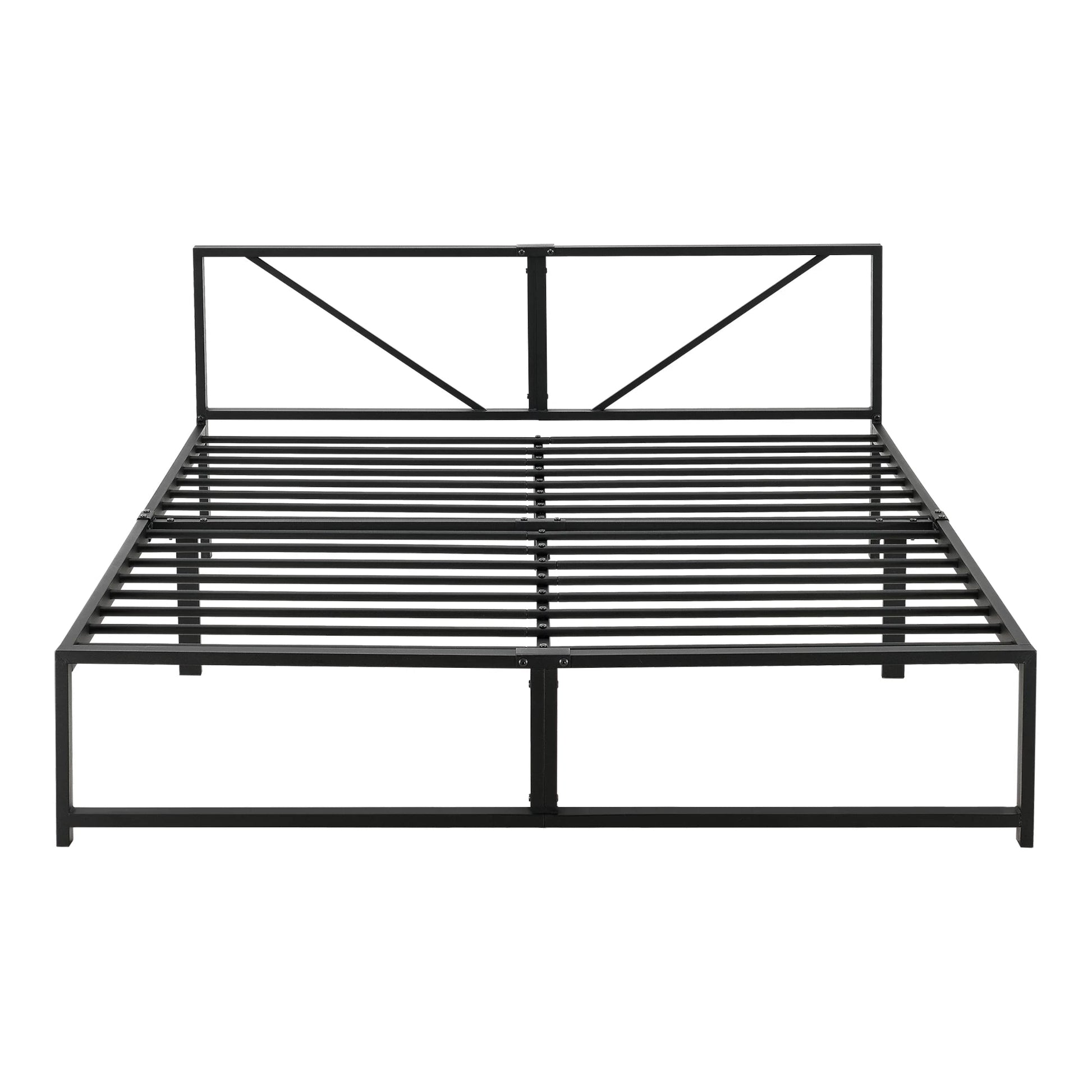 In And OutdoorMatch Metalen bed Dayna - Bedframe - Met bedbodem - Zwart - 140x200 - Staal - Modern design Bedframe