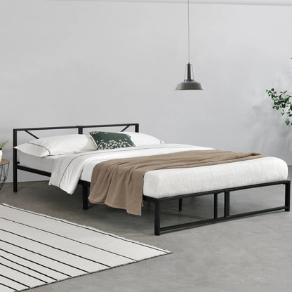 In And OutdoorMatch Metalen bed Mathias - Bedframe - Met bedbodem - Zwart - 180x200 - Staal - Modern design Bedframe