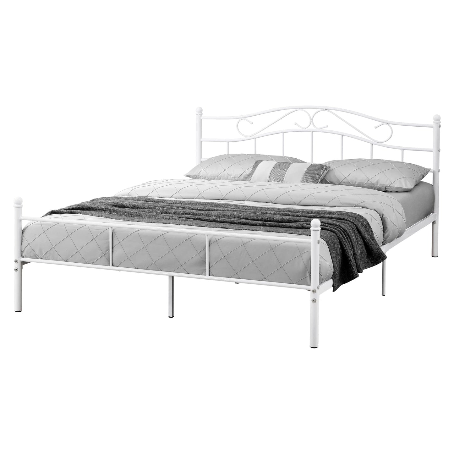 In And OutdoorMatch Metalen bed Mazie - incl. Bedbodem - 160x200 - Wit - Modern design Bedframe