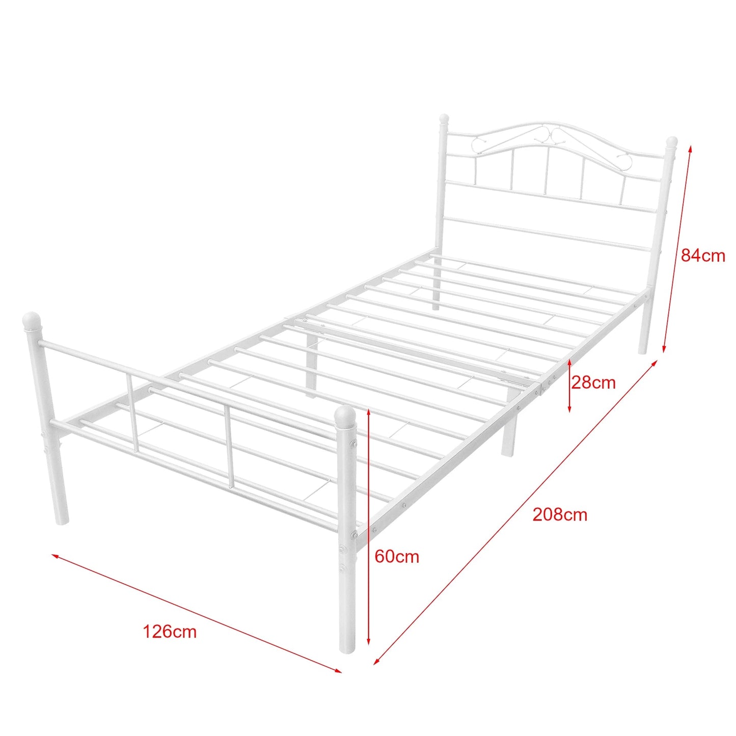 In And OutdoorMatch Metalen bedframe Daisy - incl. Bedbodem - 120x200 cm - Wit - Staal - Stijlvol design Bedframe