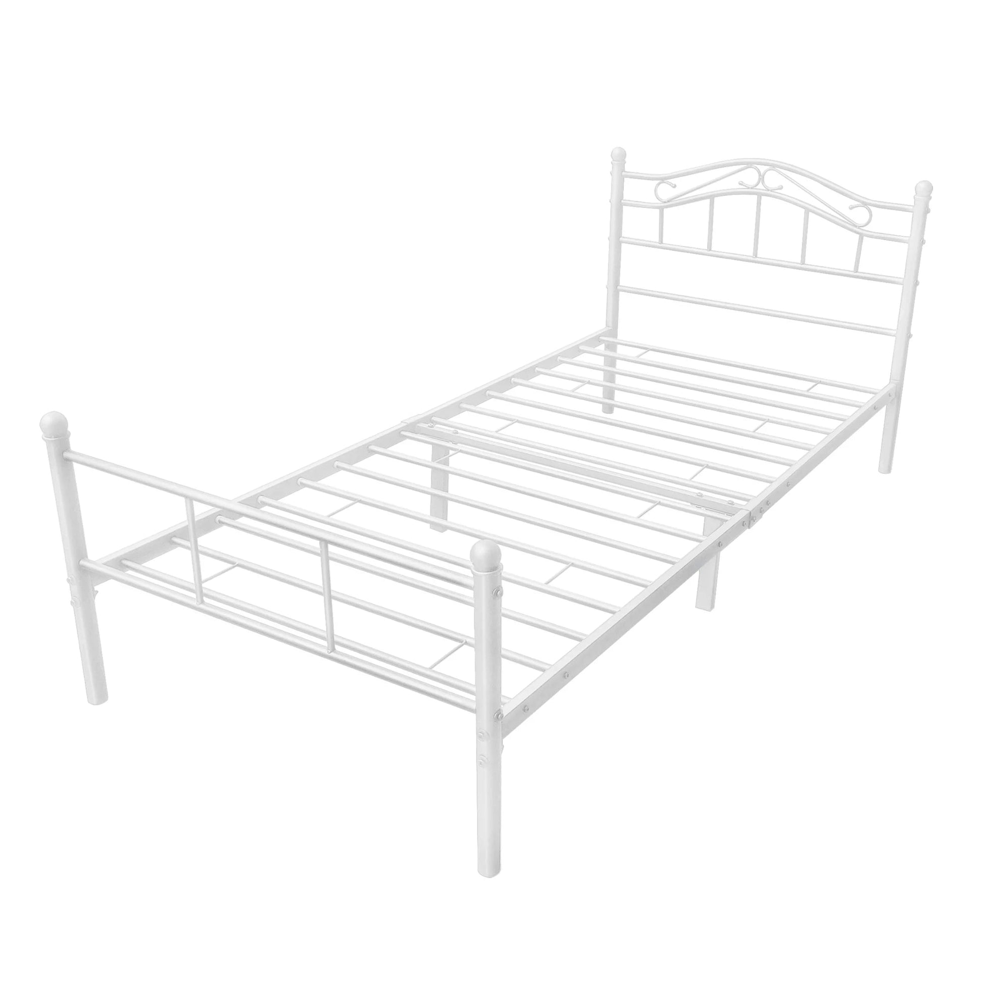 In And OutdoorMatch Metalen bedframe Daisy - incl. Bedbodem - 120x200 cm - Wit - Staal - Stijlvol design Bedframe