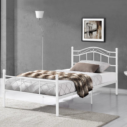 In And OutdoorMatch Metalen bedframe Justina - incl. bedframe Bedbodem - 90x200 cm - Wit - Staal - Stijlvol design Bedframe