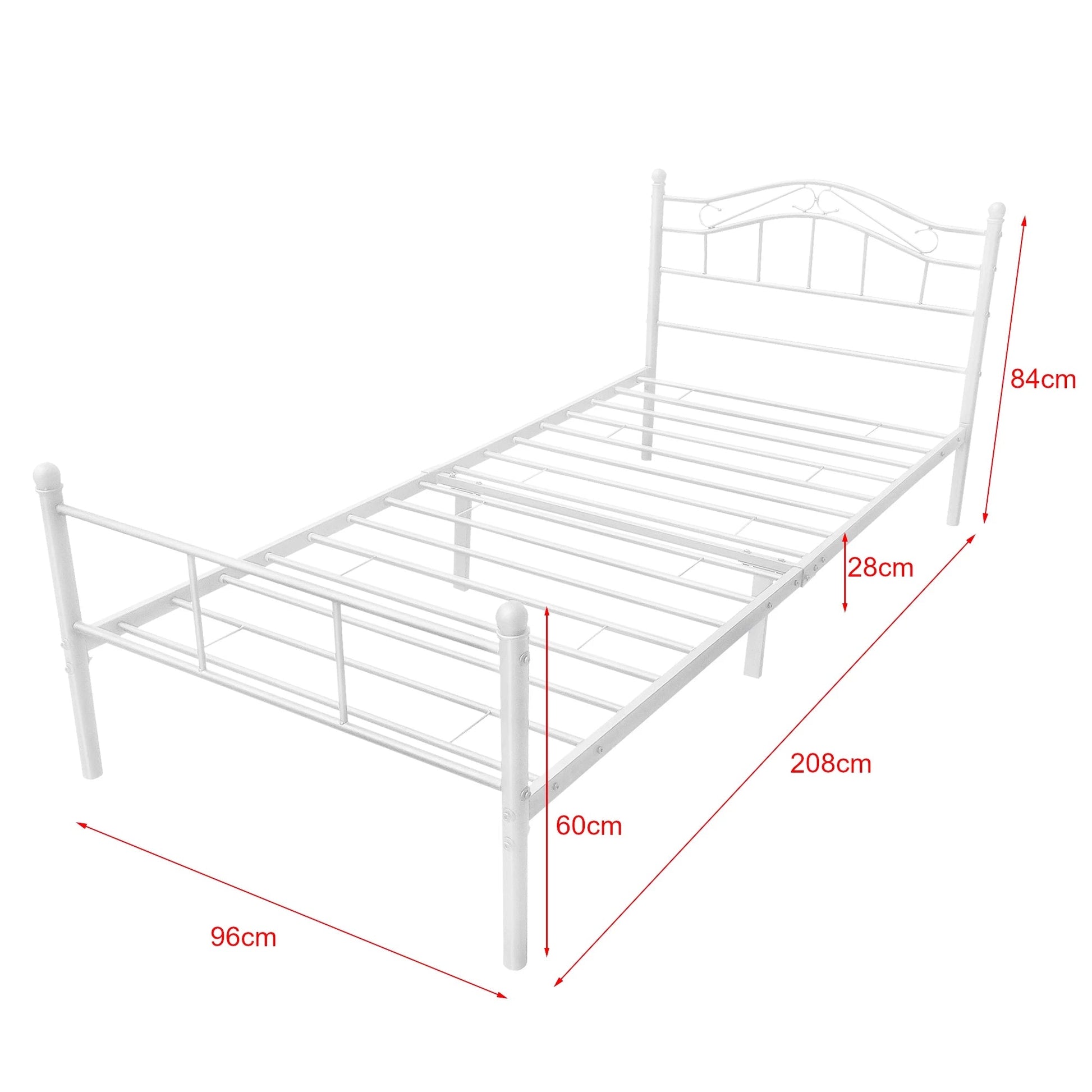 In And OutdoorMatch Metalen bedframe Justina - incl. bedframe Bedbodem - 90x200 cm - Wit - Staal - Stijlvol design Bedframe