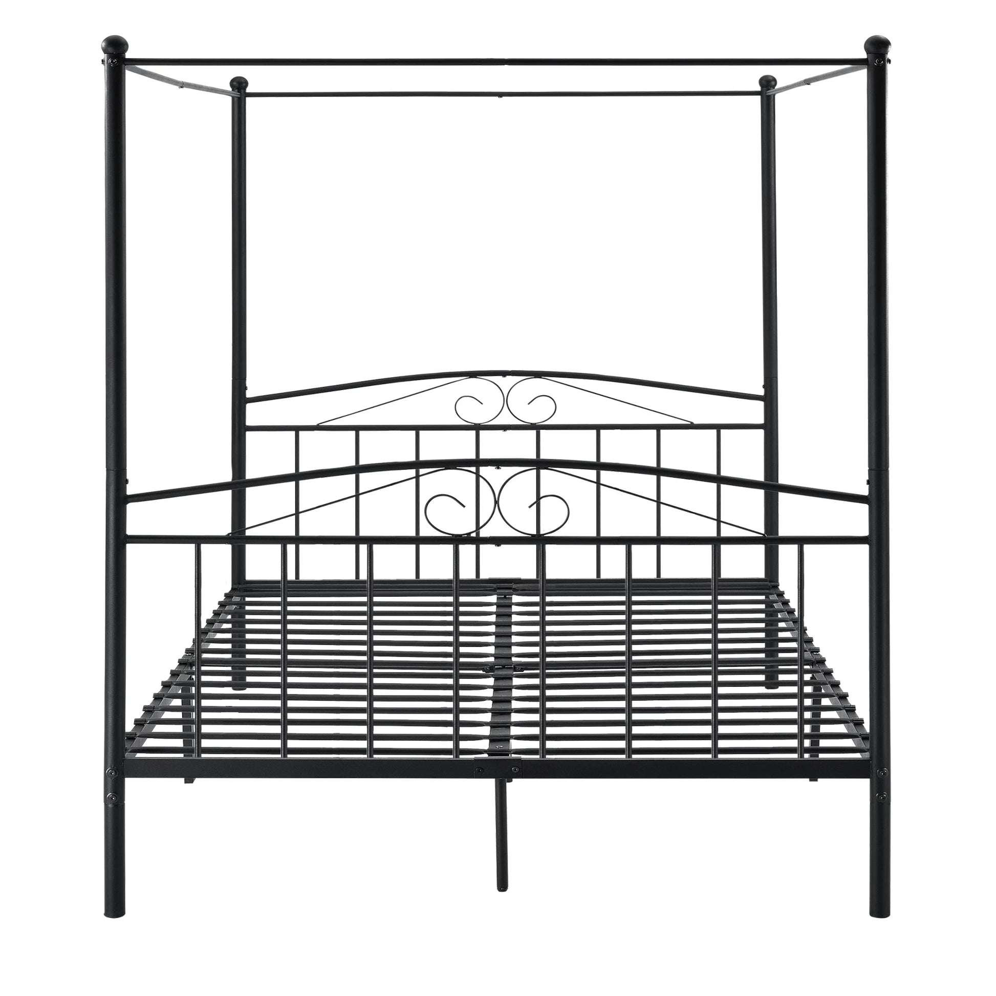 In And OutdoorMatch Metalen hemelbed Florent - Zwart - Met matras - 180x200 cm - Staal en koudschuim - Klassiek design bed twee personen