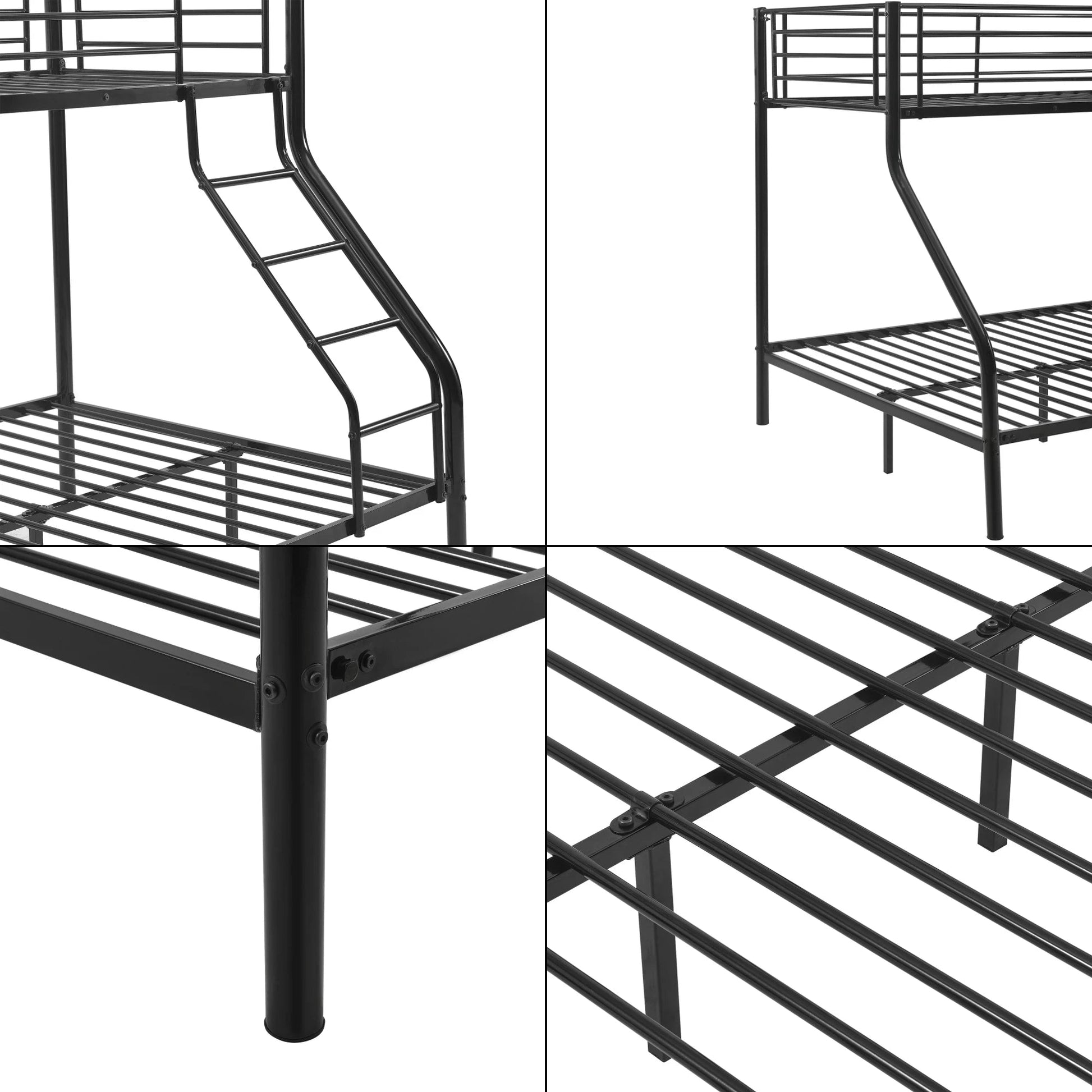 In And OutdoorMatch Metalen stapelbed Maurine - Kinderbed - 210x147,5x168 cm - Jongensbed - Meisjesbed - Stapelbed Zwart - bed twee personen