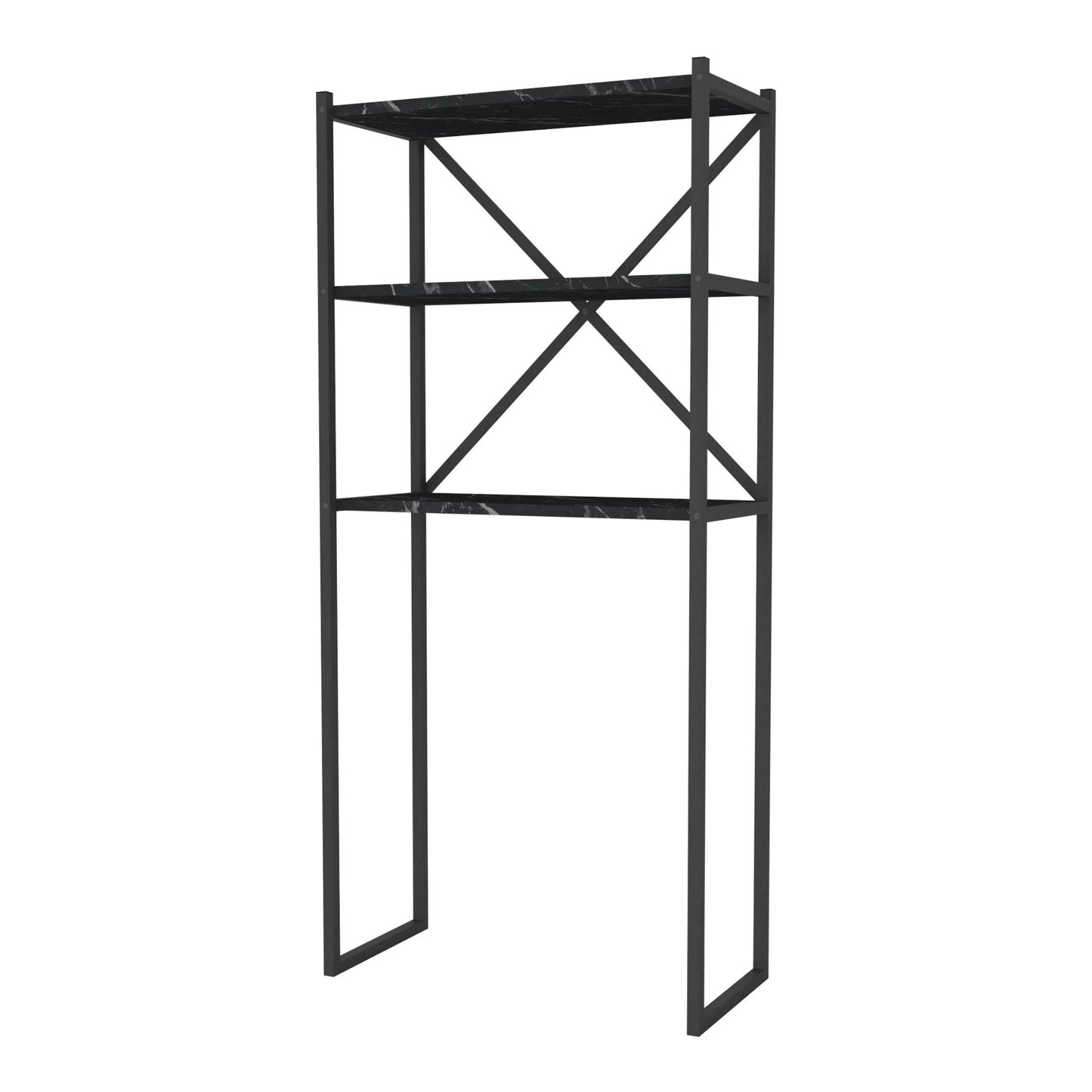 In And OutdoorMatch Ombouwkast Jerno - Voor wasmachine - 160x66x34 cm zwart en marmer zwart storage rack