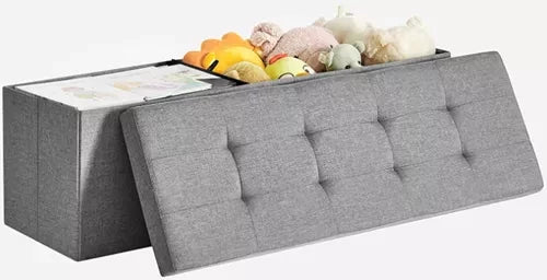 In And OutdoorMatch Opbergbank modern Marcos - Bank met opbergruimte - Met deksel - Bedbox - Lichtgrijs - 38x110x38cm Opslagruimte