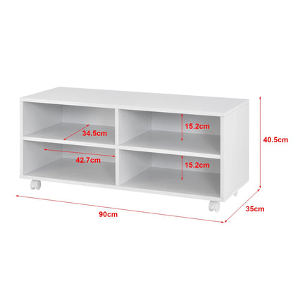 In And OutdoorMatch Opbergkast Elroy - Open Kast - Op Wielen - Wit Mat - Spaanplaat - Modern Design Kast