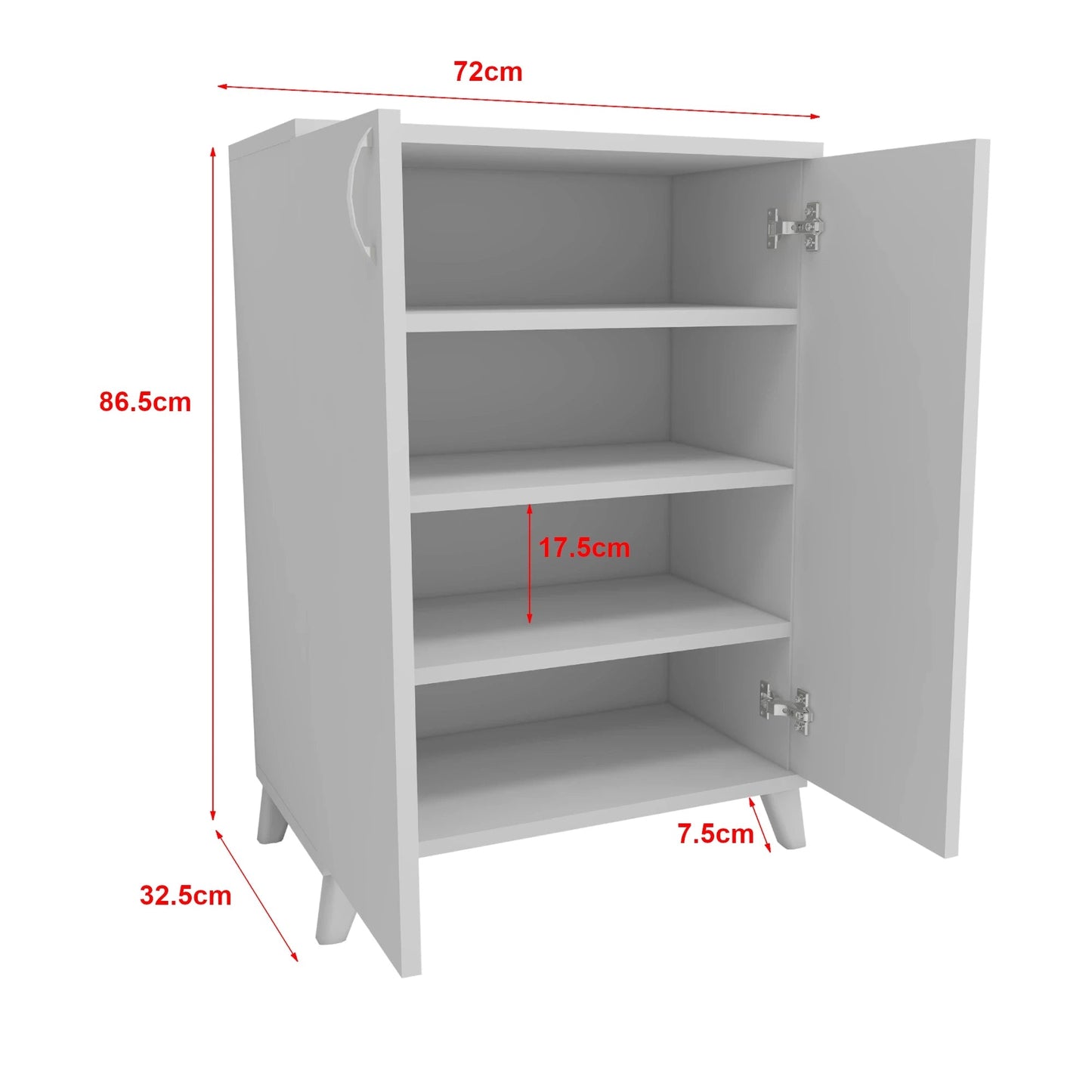 In And OutdoorMatch Opbergkast Jabari - 86,5x72x32,5 cm - Wit - Spaanplaat - 2 Deuren - 4 Opbergvakken - Stijlvolle Kast Kast