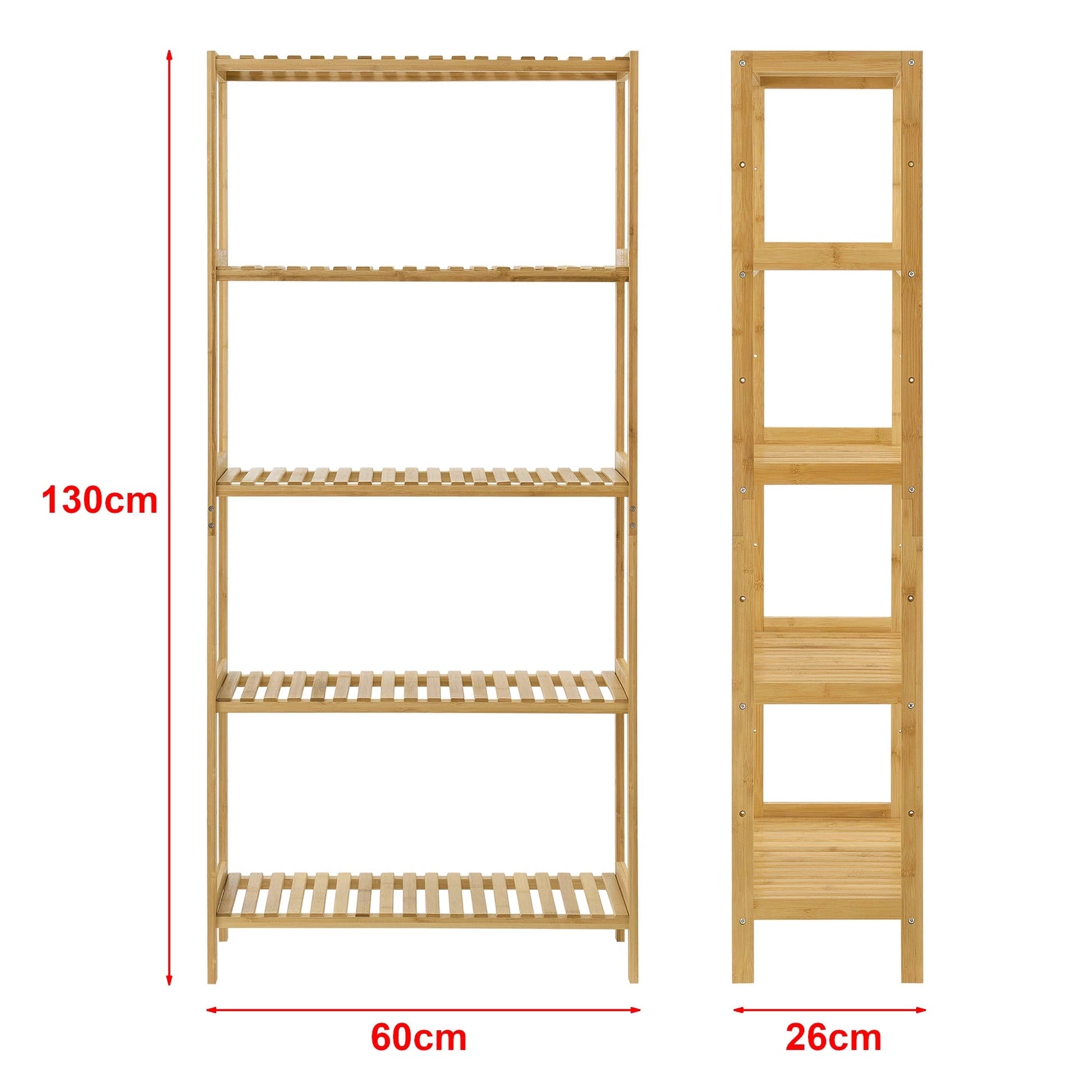 In And OutdoorMatch Opbergrek Jeffrey - Staand rek - Met 5 Bamboe Planken - Klassiek Design storage rack